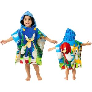 Franco Ms. Rachel Kids Beach/Pool/Bath/Camping Hooded Towel Poncho 24″ X 22″, Absorbent Cotton Cover up, (Officially Licensed Product)(Sonic)