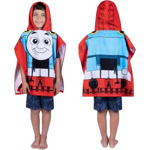 Franco Ms. Rachel Kids Beach/Pool/Bath/Camping Hooded Towel Poncho 24″ X 22″, Absorbent Cotton Cover up, (Officially Licensed Product)(Thomas)