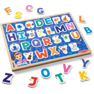 Melissa & Doug® Ms. Rachel™ Wooden Phonics Alphabet Sound Puzzle with Light-Activated Sound Effects, 24-Piece Toddler Toys for Boys and Girls Ages 2+ Years – FSC Certified