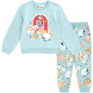 Ms. Rachel Animals Fleece Crossover Sweatshirt and Jogger Pants Outfit Set Infant to Toddler Sizes (12 Months – 5T)(Pastel Green)