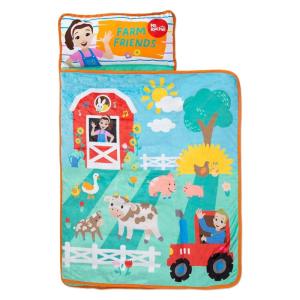 Ms. Rachel Farm Friends Toddler Nap Mat – Includes Attached Pillow and Fleece Blanket(Ms. Rachel Farm Friends)