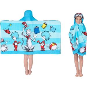 Ms. Rachel Kids Super Soft Bath/Pool/Beach Soft Cotton Terry Hooded Towel Wrap, 24 in x 50 in, (Officially Licensed Product) By Franco(Dr Seuss Cat in the Hat)
