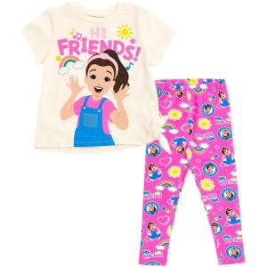 Ms. Rachel T-Shirt and Leggings Outfit Set Infant to Toddler Sizes (12 Months – 5T)(White / Pink)