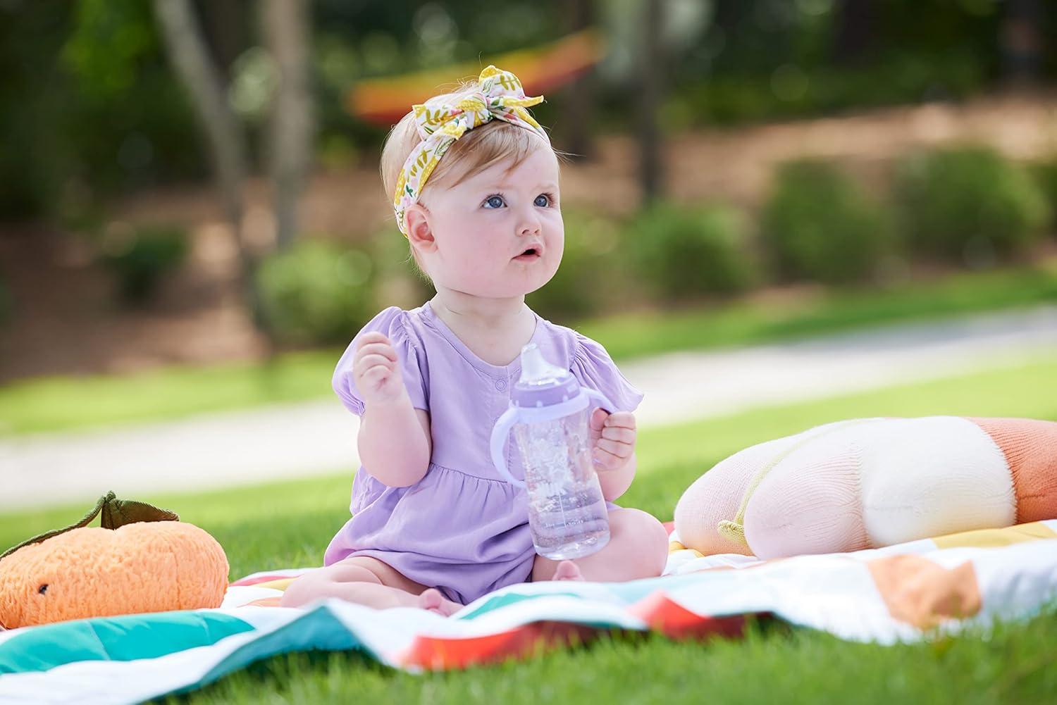 imageNUK Learner Cup Ms Rachel 10 oz 8 Months 2 Pack Soft Spout EasyGrip Handles BPA Free Spill Proof Transition Sippy CupGray Stars