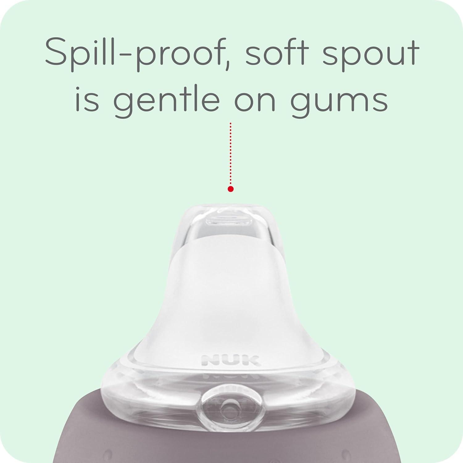 imageNUK Learner Cup Ms Rachel 10 oz 8 Months 2 Pack Soft Spout EasyGrip Handles BPA Free Spill Proof Transition Sippy CupPink Kingdom