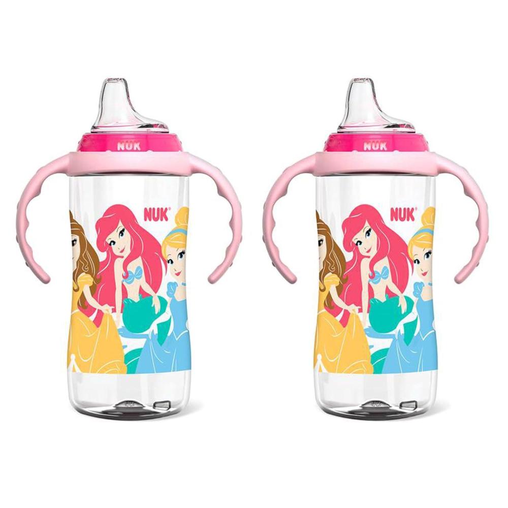 imageNUK Learner Cup Ms Rachel 10 oz 8 Months 2 Pack Soft Spout EasyGrip Handles BPA Free Spill Proof Transition Sippy CupDisney Princess
