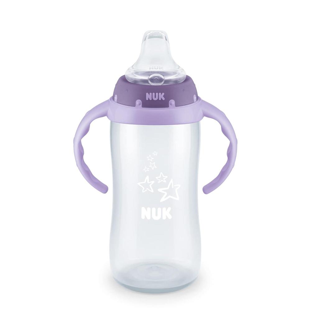 imageNUK Learner Cup Ms Rachel 10 oz 8 Months 2 Pack Soft Spout EasyGrip Handles BPA Free Spill Proof Transition Sippy CupPurple Stars