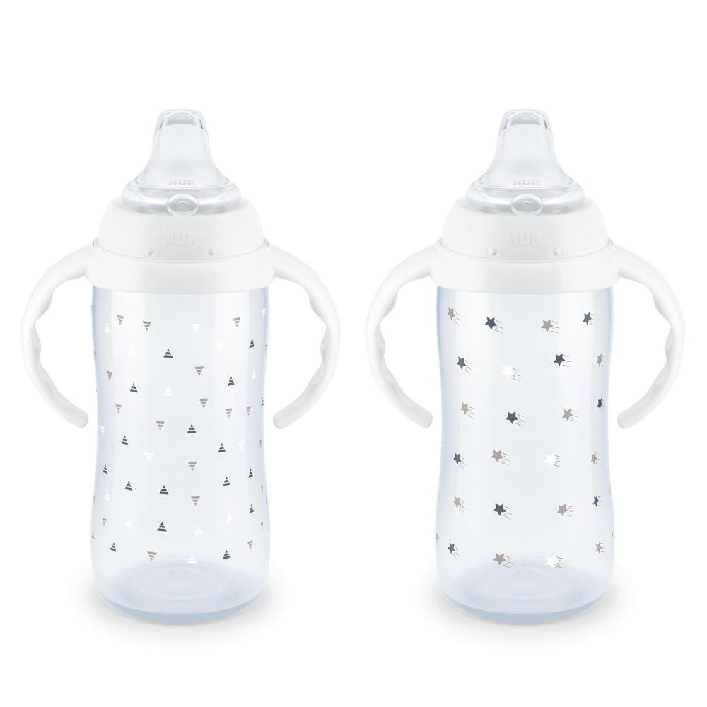 imageNUK Learner Cup Ms Rachel 10 oz 8 Months 2 Pack Soft Spout EasyGrip Handles BPA Free Spill Proof Transition Sippy CupTimeless Collection