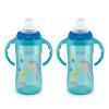 NUK Learner Cup, Ms. Rachel, 10 oz, 8+ Months, 2 Pack – Soft Spout, Easy-Grip Handles, BPA Free, Spill Proof Transition Sippy Cup(Blue Kingdom)