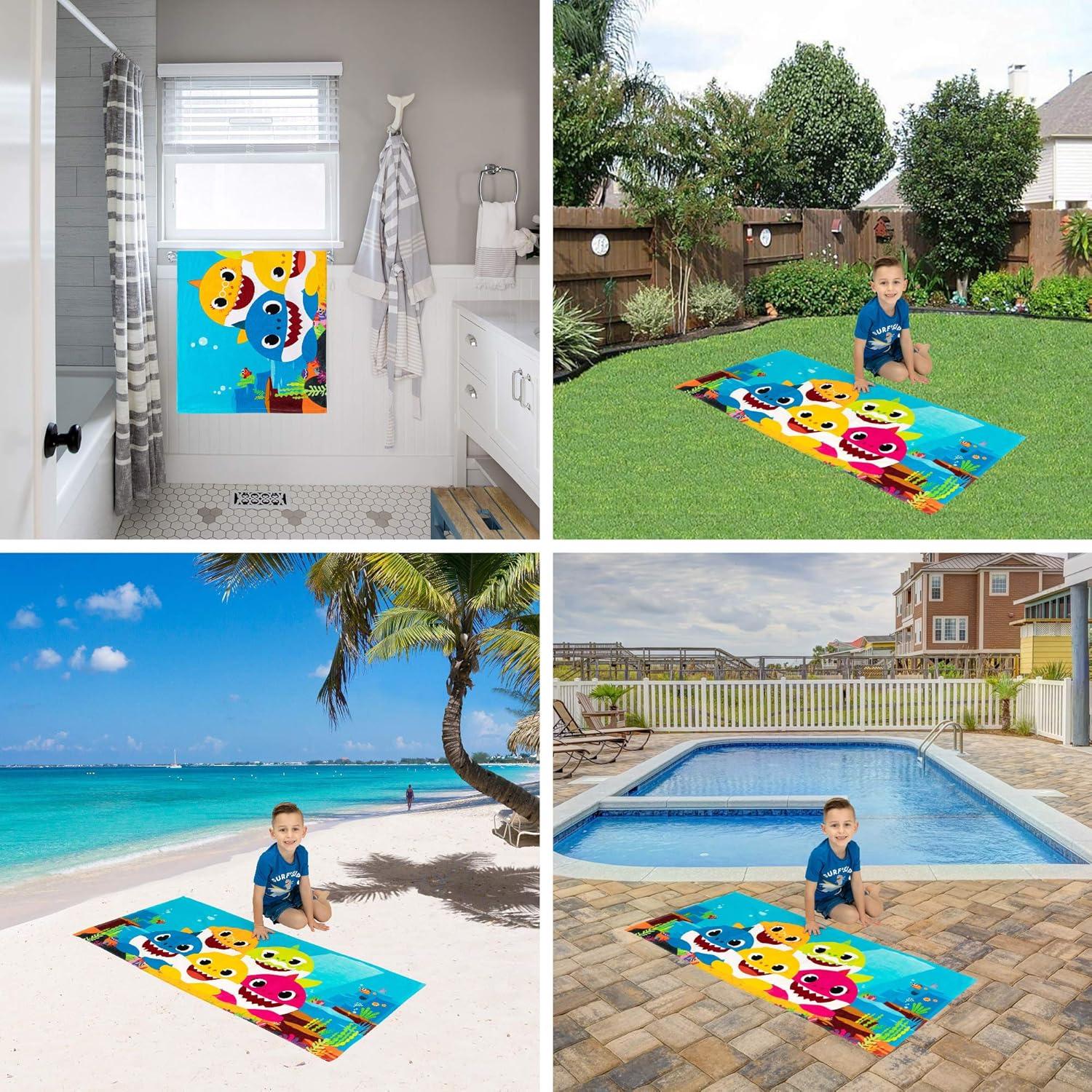 image:imageMs Rachel Kids Super Soft Cotton BathPoolBeach Towel 58 in x 28 in Officially Licensed Product by FrancoBaby Shark