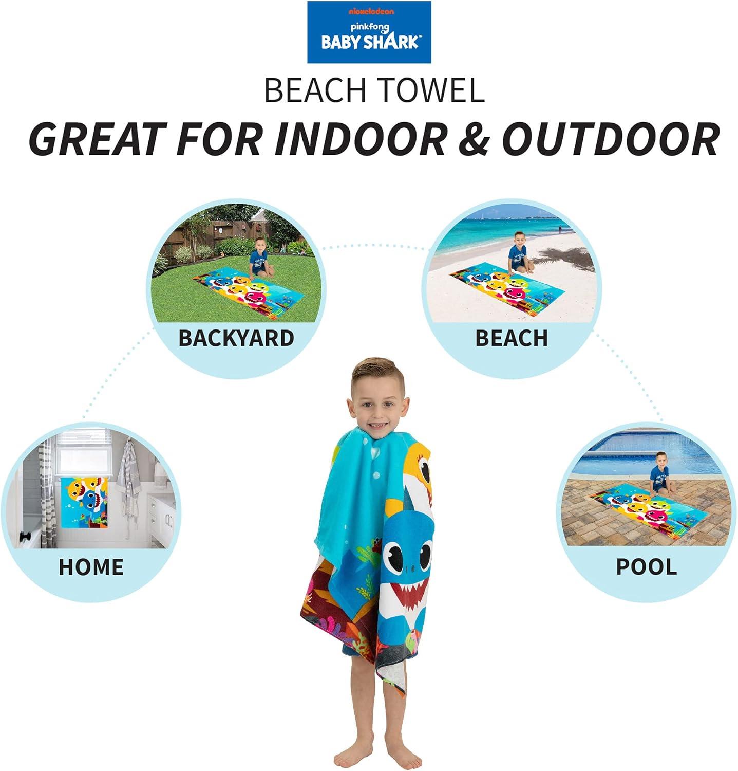 image:imageMs Rachel Kids Super Soft Cotton BathPoolBeach Towel 58 in x 28 in Officially Licensed Product by FrancoBaby Shark