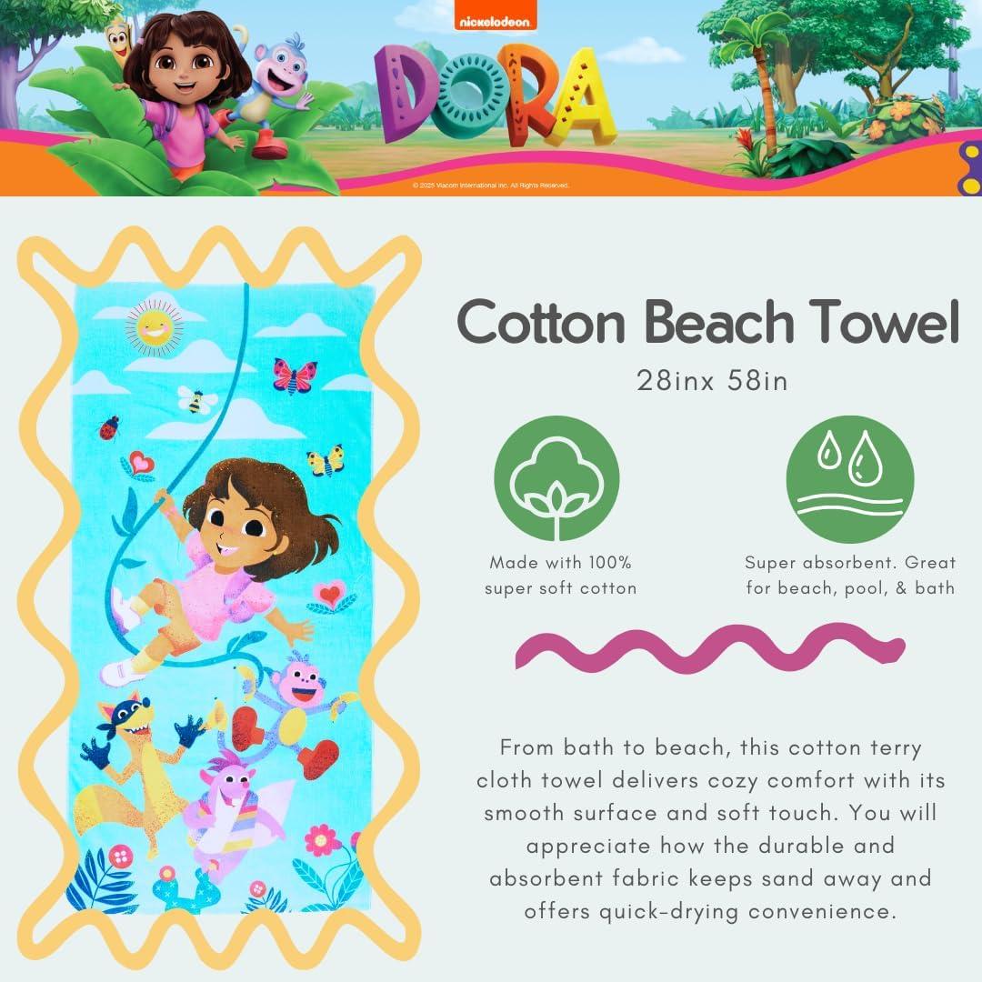 image:imageMs Rachel Kids Super Soft Cotton BathPoolBeach Towel 58 in x 28 in Officially Licensed Product by FrancoDora the Explorer