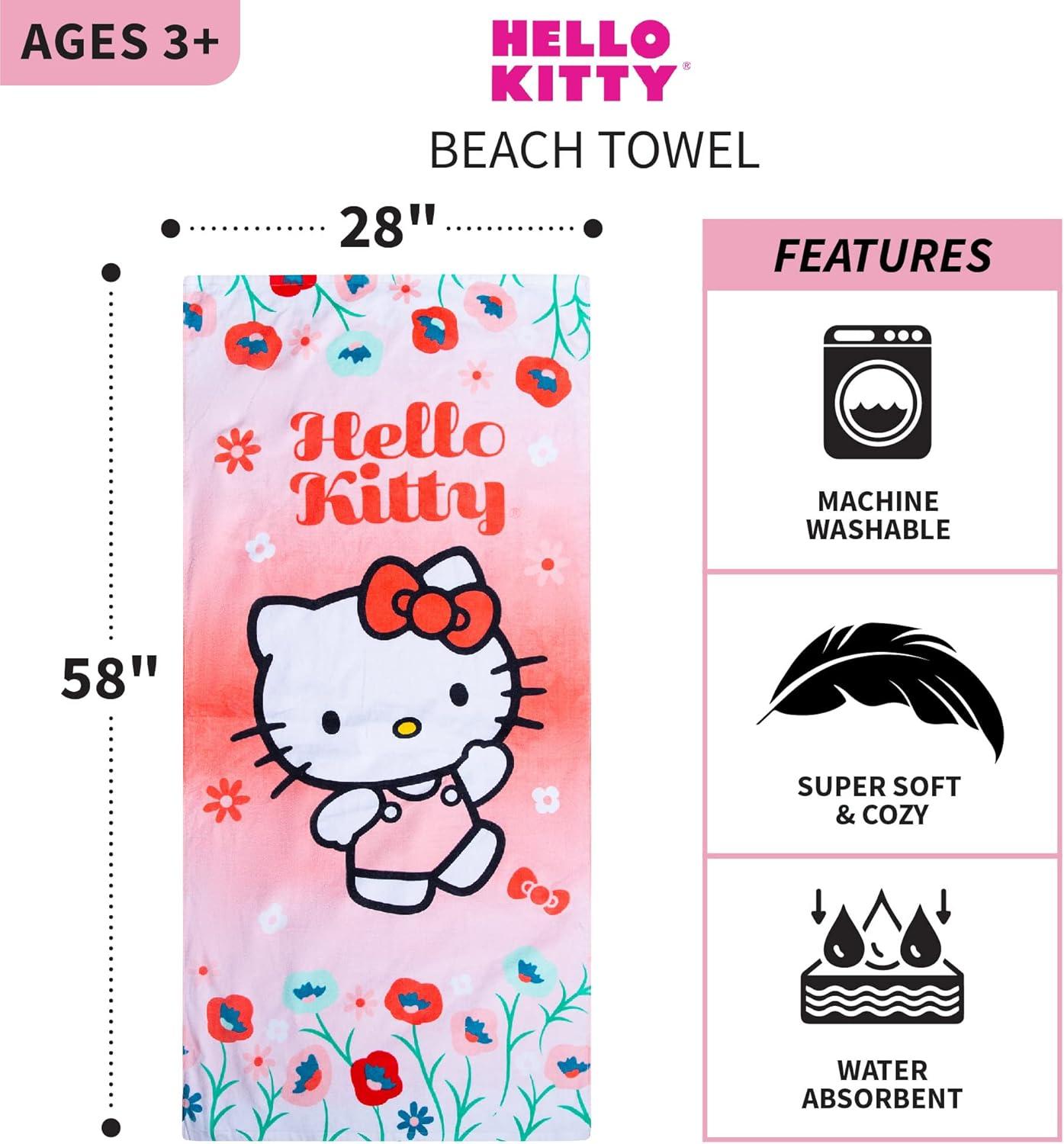 image:imageMs Rachel Kids Super Soft Cotton BathPoolBeach Towel 58 in x 28 in Officially Licensed Product by FrancoHello Kitty