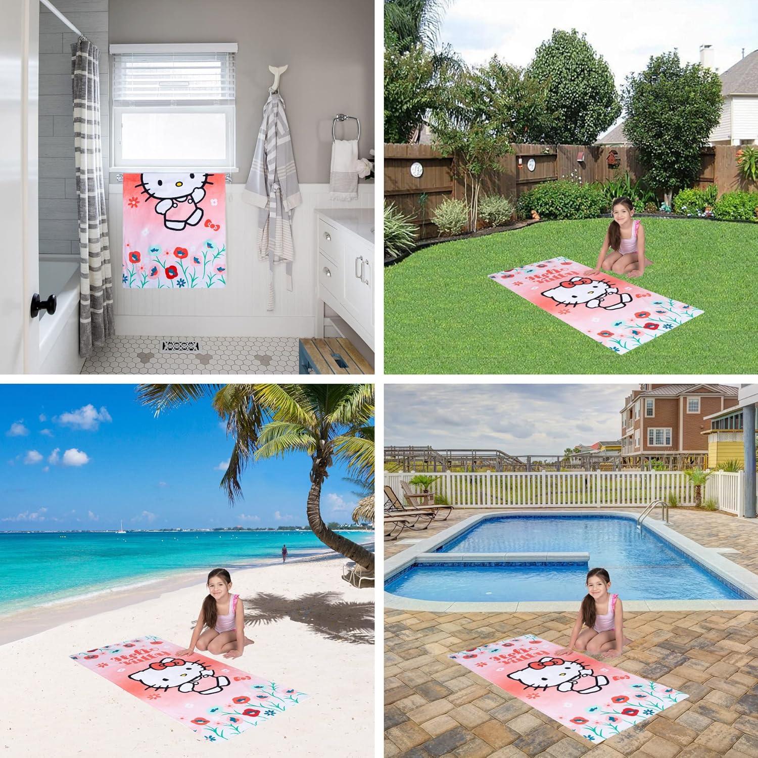 image:imageMs Rachel Kids Super Soft Cotton BathPoolBeach Towel 58 in x 28 in Officially Licensed Product by FrancoHello Kitty