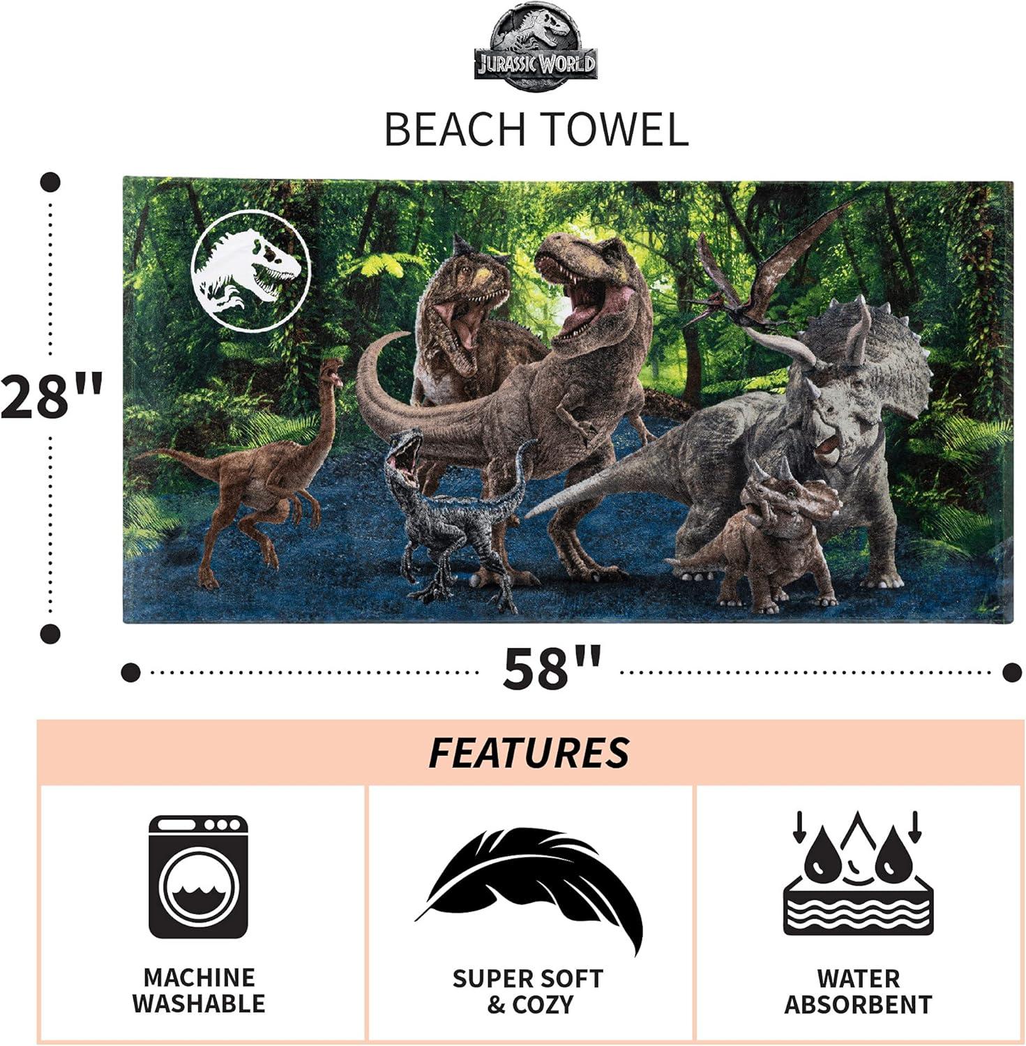 image:imageMs Rachel Kids Super Soft Cotton BathPoolBeach Towel 58 in x 28 in Officially Licensed Product by FrancoJurassic World