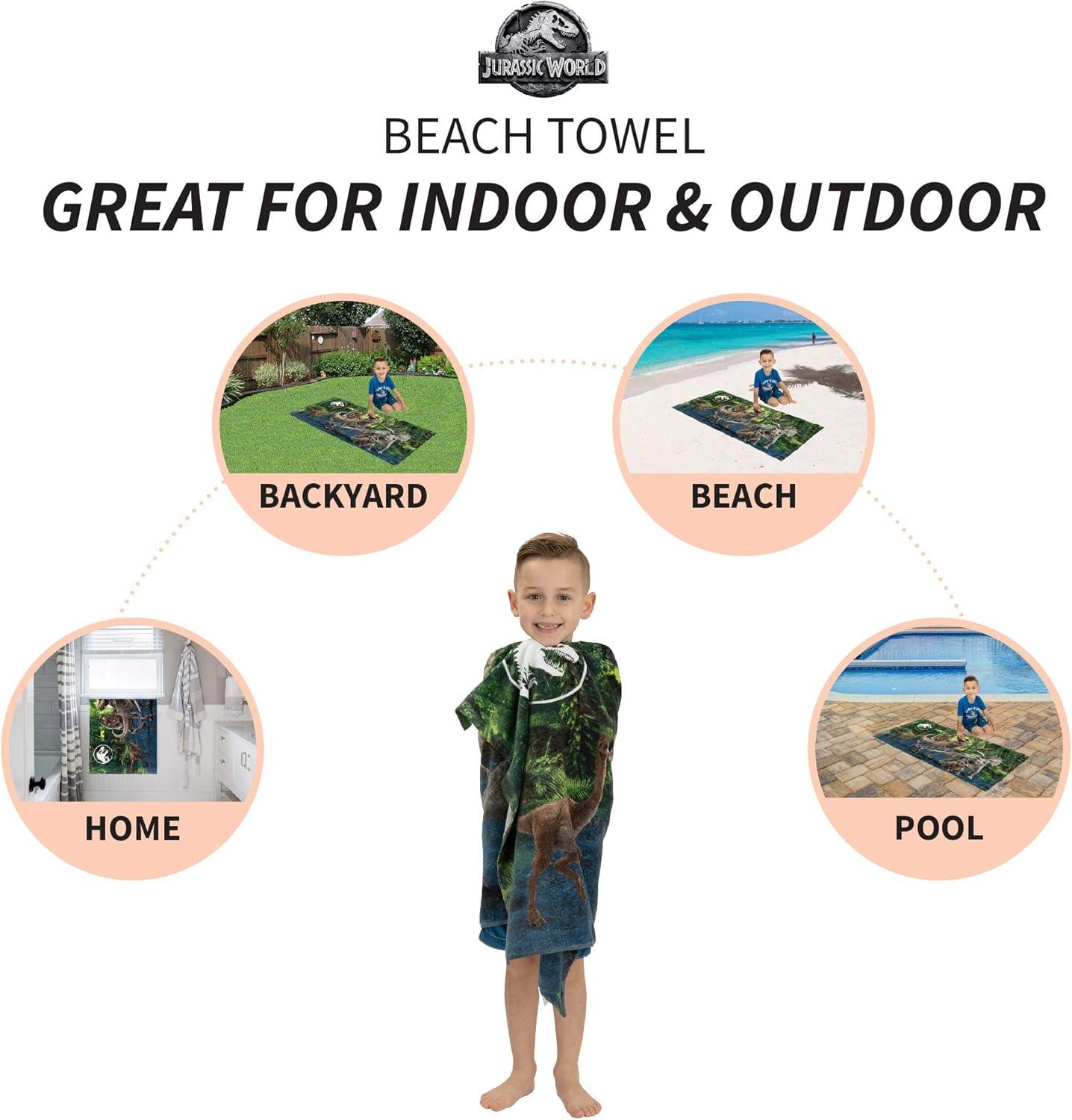 image:imageMs Rachel Kids Super Soft Cotton BathPoolBeach Towel 58 in x 28 in Officially Licensed Product by FrancoJurassic World