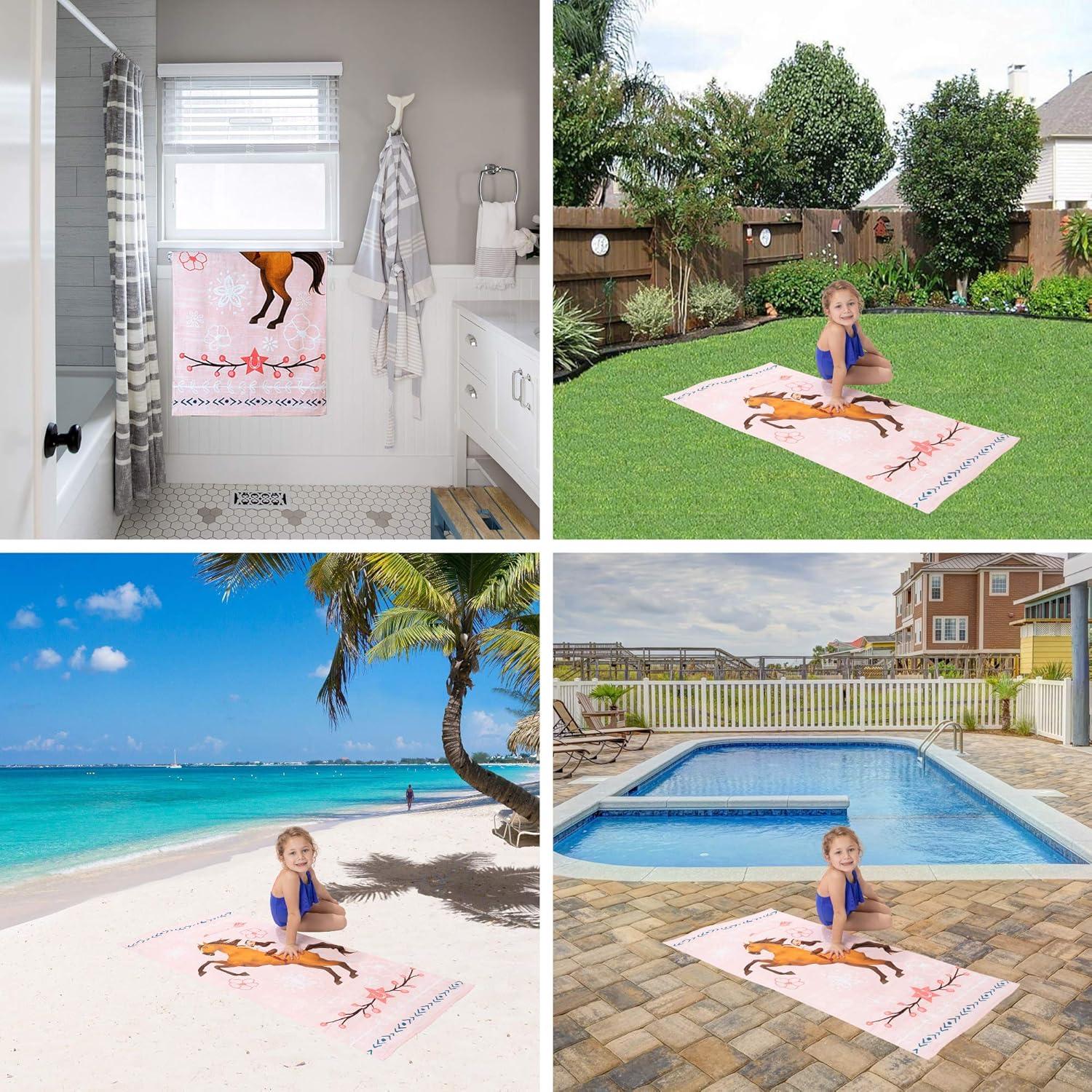 image:imageMs Rachel Kids Super Soft Cotton BathPoolBeach Towel 58 in x 28 in Officially Licensed Product by FrancoSpirit Riding Free