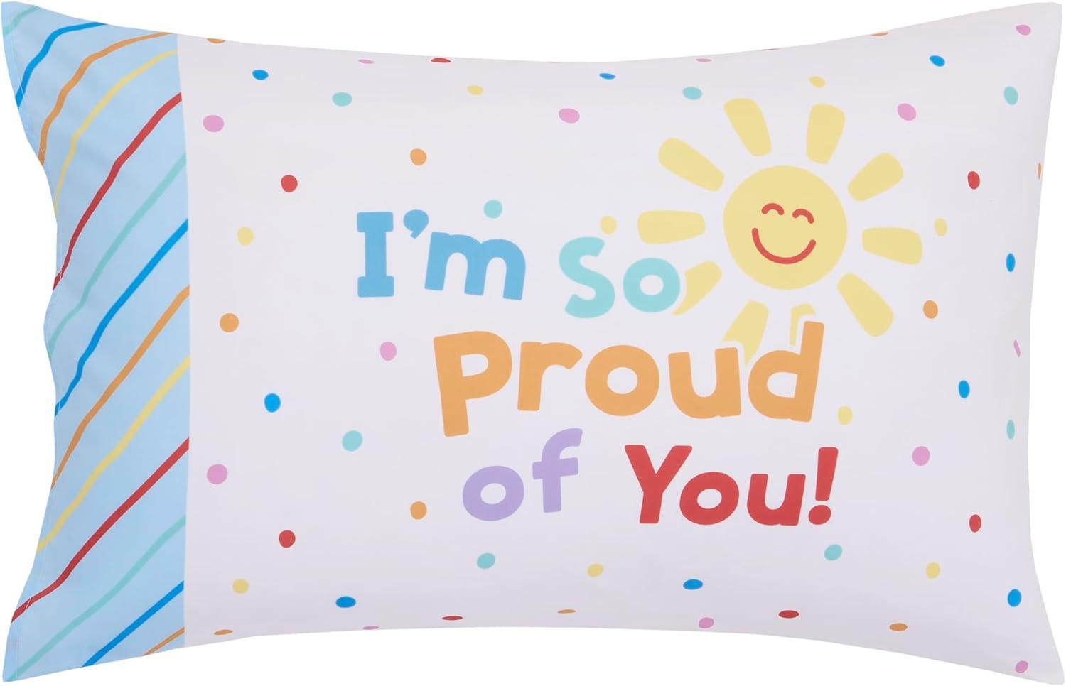 image:imageMs Rachel Happy Patchwork 4 Piece Toddler Bed Set  Comforter Fitted Bottom Sheet Flat Top Sheet Reversible Pillowcase MultiColored