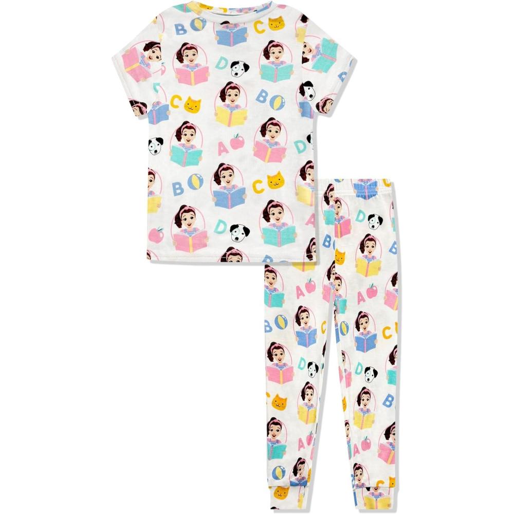 image:imageMs Rachel 2 Piece Pajama Set Toddler Girls Boys PJ Set Short Sleeve Shirt amp Pants Kids Sleepwear Set Official LicenseWhite Learning