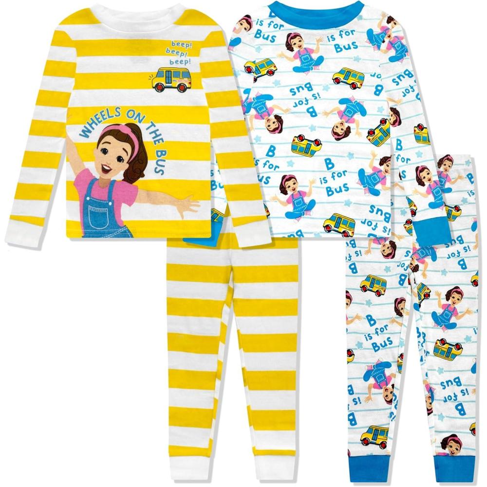 image:imageMs Rachel 4 Piece Pajama Set Toddler Girls Boys PJs Long Sleeve amp Pants Snug Fit Sleepwear for Kids Official ProductPink White