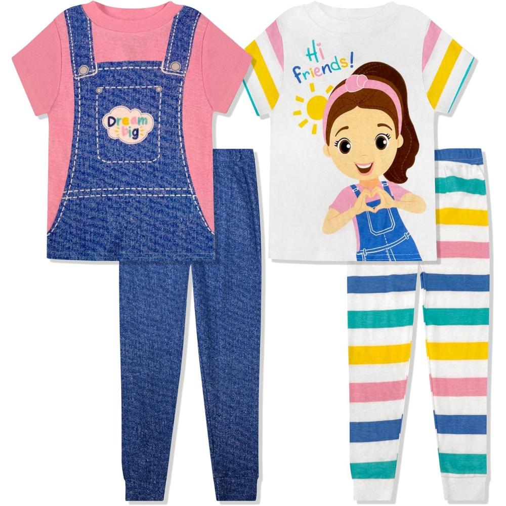 image:imageMs Rachel Kids Pajama Set  2 Piece Cozy Girls Boys Pjs Short Sleeve amp Shorts Matching For Toddler Kids  Official ProductPink White
