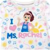 Ms. Rachel 2 Piece Pajama Set – Toddler Girls Boys PJ Set, Short Sleeve Shirt & Pants – Kids Sleepwear Set – Official License(White)