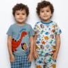 Ms. Rachel Kids Pajama Set – 2 Piece Cozy Girls Boys Pjs, Short Sleeve & Shorts Matching For Toddler Kids – Official Product(Blue Dino)