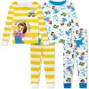 Ms. Rachel 4 Piece Pajama Set – Toddler Girls Boys PJs, Long Sleeve & Pants – Snug Fit Sleepwear for Kids – Official Product(Pink White)