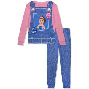 Ms. Rachel 2 Piece Pajama Set – Toddler Girls Cotton PJ Set, Long Sleeve Shirt & Pants, Kids Sleepwear Set – Official License(Pink Blue)