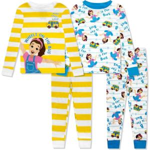 Ms. Rachel 4 Piece Pajama Set – Toddler Girls Boys PJs, Long Sleeve & Pants – Snug Fit Sleepwear for Kids – Official Product(Pink White)