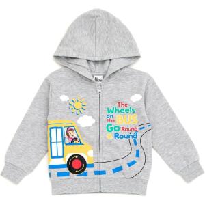 Ms. Rachel Fleece Zip Up Hoodie Infant to Toddler Sizes (12 Months – 5T)(Heather Gray  Wheels on the Bus)