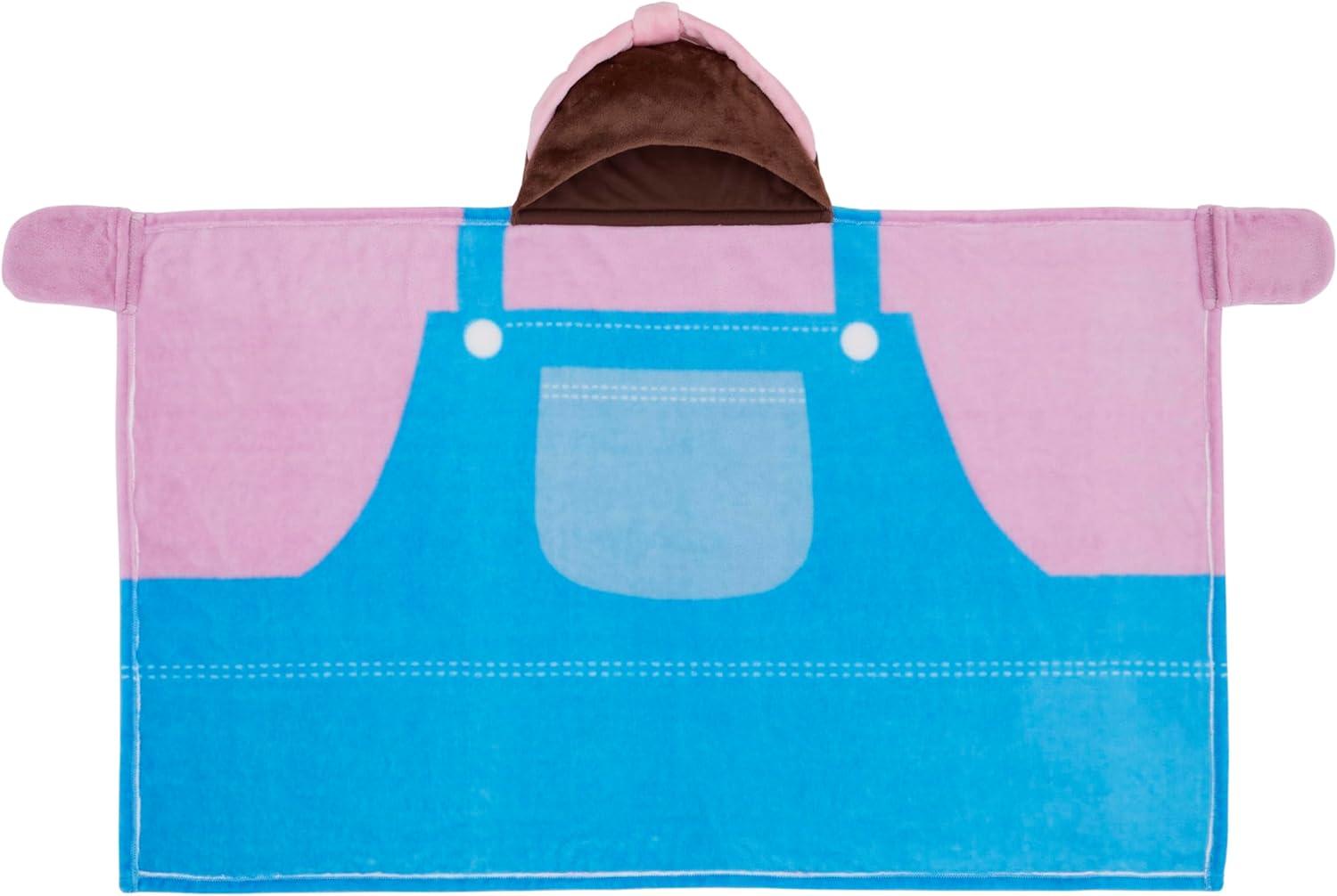 image:imageMs Rachel Happy Patchwork Hooded Toddler Blanket Blue amp Pink