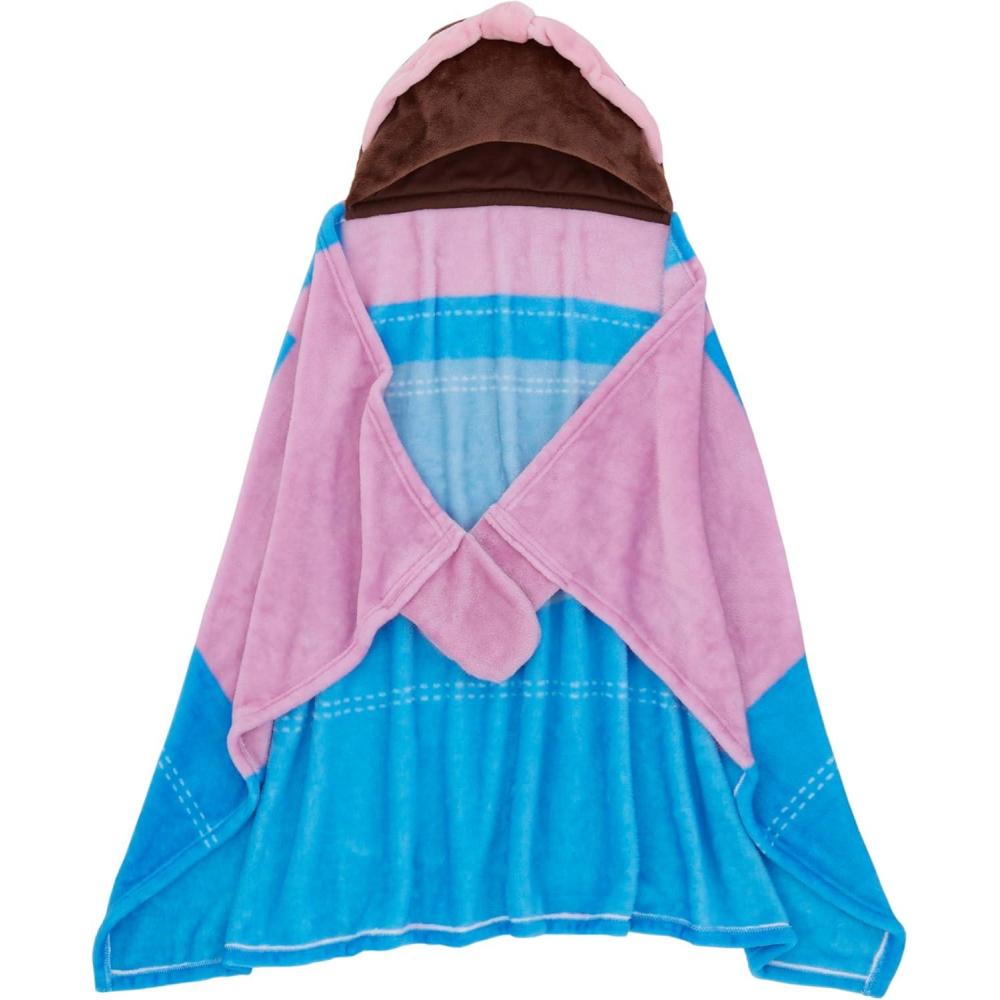 image:imageMs Rachel Happy Patchwork Hooded Toddler Blanket Blue amp Pink