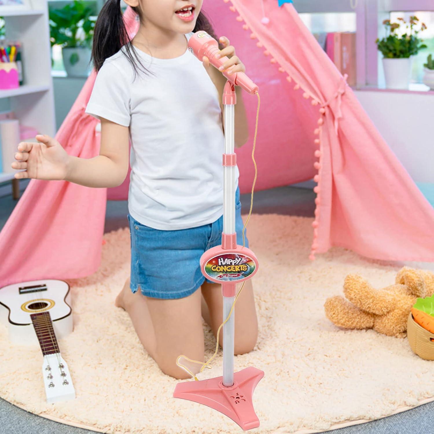 imageMicrophone Jouet pour Enfants Apparence Mignonne Volume appropri Installation Facile Micro karaok pour bb avec Support pour la Maison la Maternelle ABSCouleurquantit