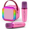 imageMicro Enfant pour ChanterCadeau Fille 312 Ans Microphone Karaoke Jouet Fille 312 Ans Karaok avec 2 Microphone sans Fil avec clairage LED Amusant et HautParleur Intgr Cadeaux NoelBBRose