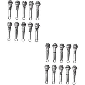 20 Pièces Microphone De Simulation Faux Micro Miniature Meubles De Mini Poupée Jouet Rétro Amplifiant pour Chanter des Choses Miniatures Microphone pour Enfants Alliage Silver