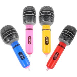Artibetter 4 pièces Lot de Microphones Gonflables Interactifs PVC Jouets Micro Karaoké pour Fêtes Accessoires Musicaux Colorés Rouge Bleu Rose et Jaune pour Animations