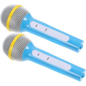 Lot De 2 Microphones Jouets en Plastique Bleu Ciel pour Garçon Et Filles, Accessoires De Fête Légers Et Portables, Jouet Micro Simulation pour Rôle Et Entraînement Au Chant(Comme Indiqué)