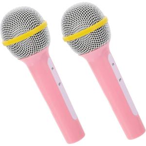 Lot De 2 Microphones Jouets en Plastique Bleu Ciel pour Garçon Et Filles, Accessoires De Fête Légers Et Portables, Jouet Micro Simulation pour Rôle Et Entraînement Au Chant(Rose)