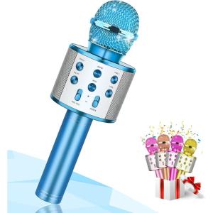 Micro Karaoke, Jouet Fille Garcon 3-12 Ans Cadeau Enfant 3 4 5 6 7 8 9 10 11 12 Ans, Karaoke Micro sans Fil Jeux Fille – Cadeaux de Noël Enfants 2025(Bleu)
