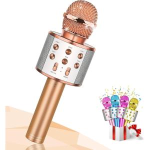 Micro Karaoke, Jouet Fille Garcon 3-12 Ans Cadeau Enfant 3 4 5 6 7 8 9 10 11 12 Ans, Karaoke Micro sans Fil Jeux Fille – Cadeaux de Noël Enfants 2025(Champagne)
