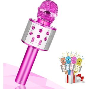 Micro Karaoke, Jouet Fille Garcon 3-12 Ans Cadeau Enfant 3 4 5 6 7 8 9 10 11 12 Ans, Karaoke Micro sans Fil Jeux Fille – Cadeaux de Noël Enfants 2025(Violet)