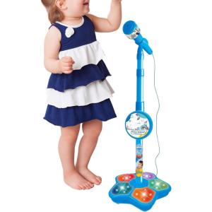 Microphone pour Enfant avec Support, lumières LED, Haut-Parleur Portable, Microphone Jouet avec Support, Jouet Musical pour Effets sonores Amusants, pour Enfant(Blue)