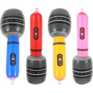 SEWACC Lot de 4 Microphones Gonflables en PVC Colorés Jouets Décoratifs Légers pour Fête Karaoké et Spectacles Accessoires Amusants pour Garçon et Filles et Événements
