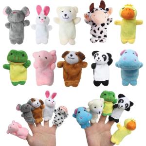Lot de 10 marionnettes à doigts en peluche pour enfants, pour anniversaire d&rsquo;enfant, petites marionnettes à doigts, jouets pour Pâques, Noël, anniversaire