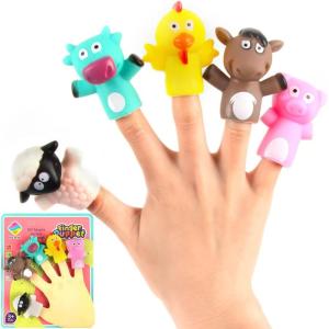 Lot de 5 marionnettes à doigts d&rsquo;animaux – Mini marionnettes à main en gel de silice – Mini doigts – Pour enfants et bébés(Animal)