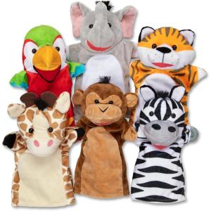 Melissa & Doug – 6 Marionnettes Thème Animaux Safari – Marionnettes À Mains pour Enfant – Peluche Jeu De Rôle – Jouet D&rsquo;Activité, De Développement Et d&rsquo;apprentissage – Cadeau Enfant 2 Ans Et +