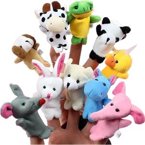 Retoo 10 Pièces Marionnettes À Doigts, Ensemble De Jouets en Peluche pour Garçons Et Filles, Hippopotame, Canard, Lapin, Panda, Chien, Ours, Souris, Éléphant, Grenouille, Vache, pour Enfant