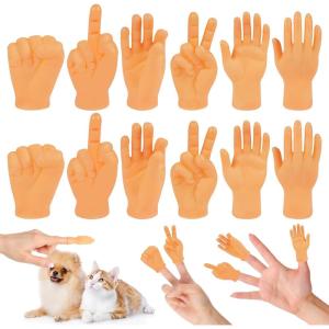 Tiny Hands Petites Mains Set, Marionnettes à Doigts, 6Pcs Marionnettes à Doigt d&rsquo;honneur Mini Mains Poupées à Doigts, Mini Doigts Amusants en Caoutchouc pour Fête d&rsquo;anniversaire,Halloween(12 Pcs)