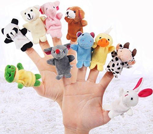 image16 Piece Marionnettes Mains en Forme danimaux Mignons Multicolores Marionnettes Doigts Famille Douce Membre Marionnettes